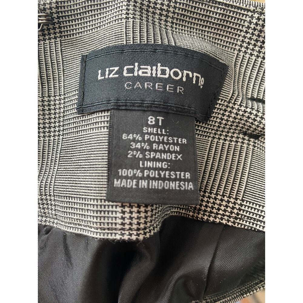 Liz Claiborne Career Pencil Skirt 8T 8 Tall Black Check Pattern - Picture 4 of 8